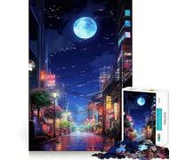 Puzzle Tokyo Moon Night pour Adolescents, 1000 pièces, améliore la mémoire, Calme et Amusant, Bords précis, Cadeau Artistique 38x52cm