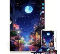 Puzzle Tokyo Moon Night pour Adolescents, 1000 pièces, améliore la mémoire, Calme et Amusant, Bords précis, Cadeau Artistique 38x52cm