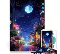 Puzzle Tokyo Moon Night pour Adolescents, 1000 pièces, améliore la mémoire, Calme et Amusant, Bords précis, Cadeau Artistique 38x26cm