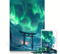 Puzzle Torii Gate Aurora Borealis 1000 pièces pour Adultes et Adolescents Jeu cognitif et ludique Motif à Assembler Cadeau Festif 50x75cm