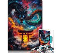 Puzzle Torii Gate Dragon 1000 pièces pour Adolescents, Difficile à réaliser, mais Amusant et Humoristique, Cadeau d'anniversaire, décoration Murale (75x50cm)