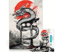 Puzzle Torii Gate Dragon Ink 1000 pièces pour Adolescents, Jeu d'exercice Mental, Design Amusant et Relaxant, Cadeau Parfait 50x75cm