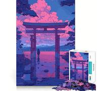 Puzzle Torii Gate Lofi Rose Rétro 1000 Pièces pour Adolescents Jeu de Réflexion et de Loisirs Design Élégant Cadeau 38x26cm