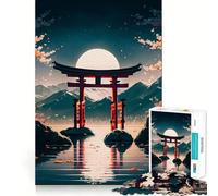 Puzzle Torii Gate Middle Lake 1000 pièces pour Adolescents Renforce la mémoire Calme et sérénité Qualité supérieure Cadeau de Noël idéal 38x52cm