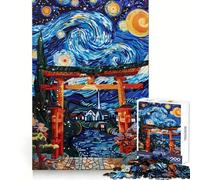 Puzzle Torii Gate Nuit Étoilée 1000 Pièces pour Adultes Stimule la Mémoire, Détend l'esprit, Bordure Précise, Liste de Souhaits du Père Noël 38x52cm