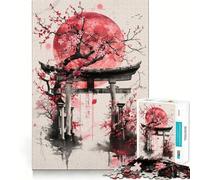 Puzzle Torii Gate Sakura 1000 pièces pour Adultes, Jeu de réflexion apaisant, Bords précis, 38x52cm
