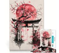 Puzzle Torii Gate Sakura pour Adolescents, 1000 pièces, renforce la mémoire, Anti-Stress, Bords Lisses, Cadeau de Noël 50x75cm