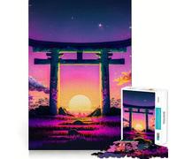 Puzzle Torii Gate Sunset 38x52cm 1000 pièces Jeu Intelligent et Amusant pour Adultes Découpe précise Cadeau Artistique