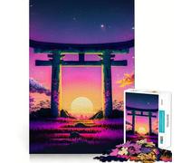 Puzzle Torii Gate Sunset pour Adultes, 1000 pièces, Jouet Intelligent et apaisant, découpe précise, Objet de Collection 50x75cm