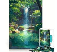 Puzzle Torii Porte Cascade Sérénité 1000 Pièces pour Adultes Renforce la Mémoire Moments de Chaleur Bords Nets Cadeau Exquis (38x26cm)