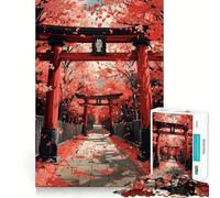 Puzzle Torii sous Les Cerisiers en Fleurs 1000 Pièces pour Adolescents Jeu de Réflexion Plaisir Partagé Bordure Précise Cadeau de Noël 50x75cm