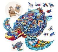 Engelhart - 602290 - Puzzle en Bois Tortue - 208 Pièces Uniques - Puzzle Animaux - Boîte Cadeau en Bois - À partir de 12 Ans - 29.7 x 42 cm - Découpe au Laser, Épaisseur 3 mm