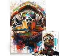 Puzzle Tortue Aquarelle Splash 1000 pièces pour Adolescents, Jeu de logique Transparent, Amusement paisible, découpe Parfaite, Surprise chaleureuse 50x75cm