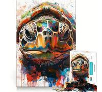 Puzzle Tortue Aquarelle Splash 1000 pièces pour Adolescents, Jeu d'exercice Mental, Design Amusant et Relaxant, Cadeau Parfait 38x52cm