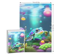 Puzzle Tortue Mignonne Puzzles pour AdultesPuzzles en Bois De 1000 Pièces Adultes Cadeaux Jeu Stimulant 78×53cm