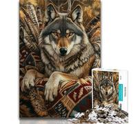 Puzzle Totem Loup 1000 pièces pour Ados, pour Un Moment de détente à la Maison, Chaque pièce est Unique - Jeu Familial Stimulant et Amusant (38 x 26 cm)