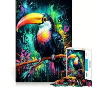 Puzzle Toucan dans Un Monde coloré 1000 pièces pour Adolescents Jeu de réflexion Relaxant et Amusant Design à Assembler 50x75cm
