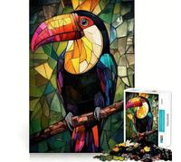 Puzzle Toucan en Vitrail pour Adultes, 1000 Pièces, Jeu de Réflexion, Détente, Cadeau de Père Noël 50x75cm