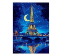 Puzzle Tour Eiffel de Nuit de 1000 pièces pour Adultes | 38x26cm Atmosphère parisienne nocturne et reflets sur la Seine pour un moment de détente seul ou en famille