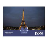 Puzzle Tour Eiffel Durable 1000 pièces - Tour Eiffel illuminée au crépuscule avec Les lumières de la Ville, pour Adultes et Enfants | Cadeau en Papier recyclé - 70x50cm/1000 pièces