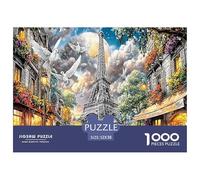 Puzzle Tour Eiffel pour Adultes et Enfants Tour Eiffel avec colombes Blanches, 1000pcs, Jeu éducatif pour décoration Murale, 52x38 cm.