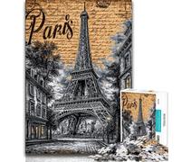 Puzzle Tour Eiffel Vintage 1000 pièces pour Adolescents, Jouet éducatif et décompressant, Cadeau du Père Noël Secret 75x50cm