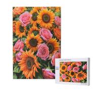 Puzzle Tournesol 1000 Pièces Adultes, Puzzles Classiques Art Rose avec Boîte d'emballage et Photos de Référence, Relaxation/Soulagement du Stress/Jeux Amusants, DIY Creatif Cadeau pour Femme 2T-1681