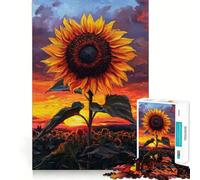 Puzzle Tournesol au Coucher du Soleil 1000 pièces pour Adolescents Jeu de logique et de Relaxation Collection Premium Edge Art 50x75cm
