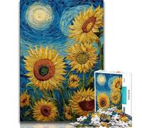 Puzzle Tournesol Ciel Nocturne 1000 Pièces pour Adultes et Adolescents, Soulagement du Stress, Défi Difficile, Renforce l'amour Entre Couples (38x26cm)