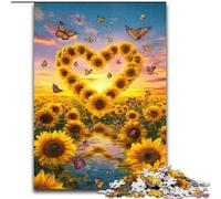 Puzzle Tournesol en Forme de cœur pour Adolescents 1000 pièces, Jeux éducatifs, décoration d'intérieur, Cadeaux Uniques 50x75cm