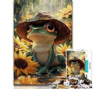 Puzzle Tournesol et Grenouille 1000 Pièces pour Adultes et Ados, Jouets Éducatifs et Familiaux, Stimuler l'amour Entre Couples, 75x50cm