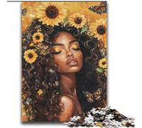 Puzzle Tournesol Femme Africaine 2000 pièces, Jouets éducatifs et éducatifs pour la Famille, avec Affiche et fiche de Questions-réponses (70x100cm)