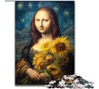 Puzzle Tournesol Mona Lisa pour Adultes 1000 pièces, activité familiale avec Affiche et fiche de Questions-réponses pour Les 14 Ans et Plus (26x38cm)