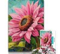 Puzzle Tournesol Rose pour Adolescents 1000 Pièces, Jeu Familial Anti-Stress Défi Difficile Cadeaux Secrets du Père Noël 50x75cm