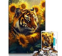 Puzzle Tournesol Tigre 1000 pièces pour Adultes et Adolescents, Aide Le Cerveau à exercer des Jouets addictifs pour cultiver la Patience, Jeu de défi Unique 50x75cm
