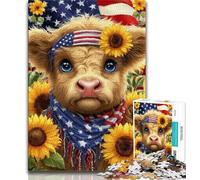 Puzzle Tournesol Yak Baby 1000 pièces pour Adultes et Adolescents, Anti-Stress, pour Passer Le Temps à la Maison, avec Affiche et fiche de Questions Assorties 38x26cm