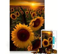 Puzzle Tournesols au crépuscule pour Adolescents, 1000 pièces, Jouet de logique Fine, Passe-Temps Calme, Bords Nets, Collection d'art 50x75cm