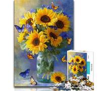 Puzzle Tournesols dans Un Vase 1000 pièces pour Adultes et Adolescents, pour Tuer Le Temps en Vacances, Chaque pièce est Unique - Jeu Familial Stimulant et Amusant 38x26cm