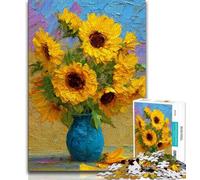 Puzzle Tournesols dans Un Vase 1000 pièces pour Adultes, Jeu éducatif, défi, décoration d'intérieur Unique et Cadeaux (38x26cm)