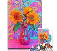 Puzzle Tournesols dans Un Vase pour Adolescents 1000 pièces, Assemblage de Motifs, activités Amusantes à la Maison, Cadeau d'anniversaire, Cadeaux de Voyage 50x75cm