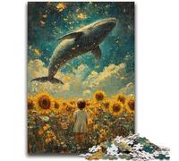 Puzzle Tournesols et Baleines 1000 pièces pour Ados, pour Tuer Le Temps en Vacances, Chaque pièce est Unique - Jeu Familial Stimulant et Amusant (50x75cm)