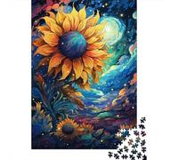 Puzzle Tournesols la Nuit, matériaux respectueux de l'environnement, Puzzle en Carton 100% recyclé pour Adultes et Enfants, Cadeau de Noël, 1000 pièces (38 x 26 cm)