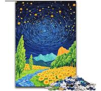Puzzle Tournesols sous Le Ciel Nocturne 1000 pièces pour Adultes et Adolescents, à partir de 14 Ans Entraînez Votre Cerveau et Vos Mains Cadeaux de Noël (50x75cm)