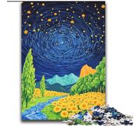 Puzzle Tournesols sous Le Ciel Nocturne 2000 pièces pour Adultes et Adolescents, Jeu éducatif et Stimulant pour Les Anniversaires et Noël (70x100cm)