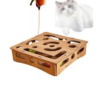 Puzzle Toys for Cats, Kitten Stimulation Mental Box, Puzzles for Cats, Wooden Interactive Funny Boredom Relief Maze Box Play Enrichment Supplies for Indoor Cats Kittens