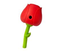Puzzle Toys Slow Feeder Ball - Nourriture pour chien - Distributeur de friandises interactive pour chat - 18 x 9 cm - Motif rose rouge - Réduit l'ennui - Les chiens mangent lentement