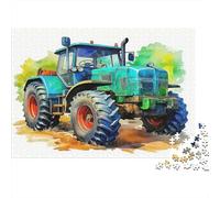Puzzle Tracteur 1000 pièces Carton recyclé, collectionneur, Senior, Couple, Cadeau Anniversaire, Tracteur Vert sur Ferme, 70x50cm