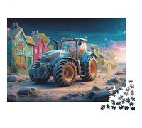 Puzzle Tracteur 1000 Pièces Carton résistant | dans Une scène de Village Illustration Rurale fantasque Adolescents 12-18 Ans Activité après l'école Casse-tête 38x26cm