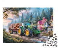 Puzzle Tracteur 1000 Pièces Carton résistant | Transport de rondins Paysage Rural Adolescents 12-18 Ans Activité après l'école Casse-tête 38x26cm