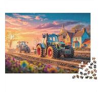 Puzzle Tracteur 1000 Pièces Carton | Scène d'agriculture Loisir Familial Tous âges Parent-Enfant Éducatif Paysage Rural 38x26cm